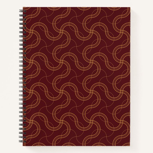 Red Luxurious Wavy Stripes Pattern Notebook (Front)
