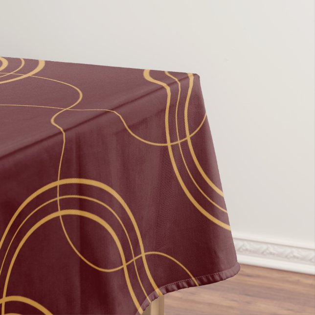 Red Luxurious Wavy Stripes Pattern Tablecloth (In Situ)