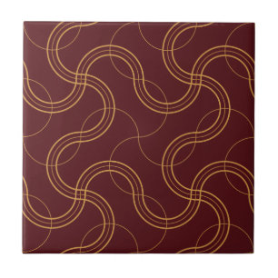 Red Luxurious Wavy Stripes Pattern Tile