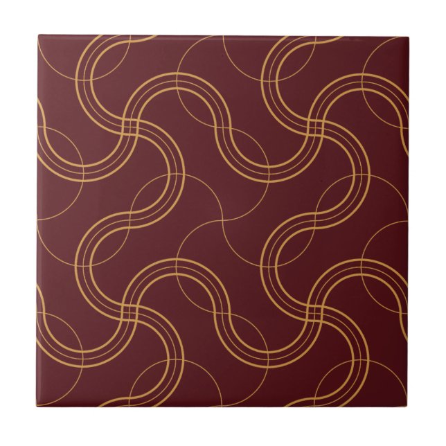 Red Luxurious Wavy Stripes Pattern Tile (Front)