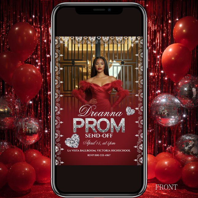 Red Luxury Elegant Prom Send-Off Invitation (Creator Uploaded)