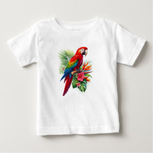 Red macaw tropical floral baby T-Shirt
