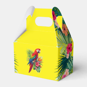 Red macaw tropical floral favour box