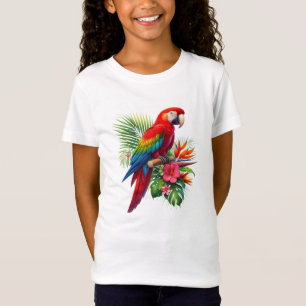Red macaw tropical floral T-Shirt