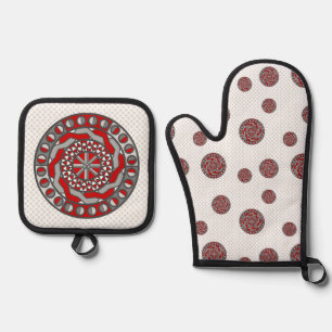 Red Machinery Oven Mitt & Pot Holder Set