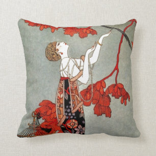 Red Madame Art Deco Design Cushion