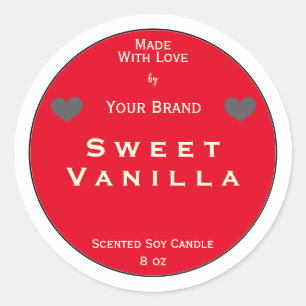 Red Made With Love Product Packaging Label