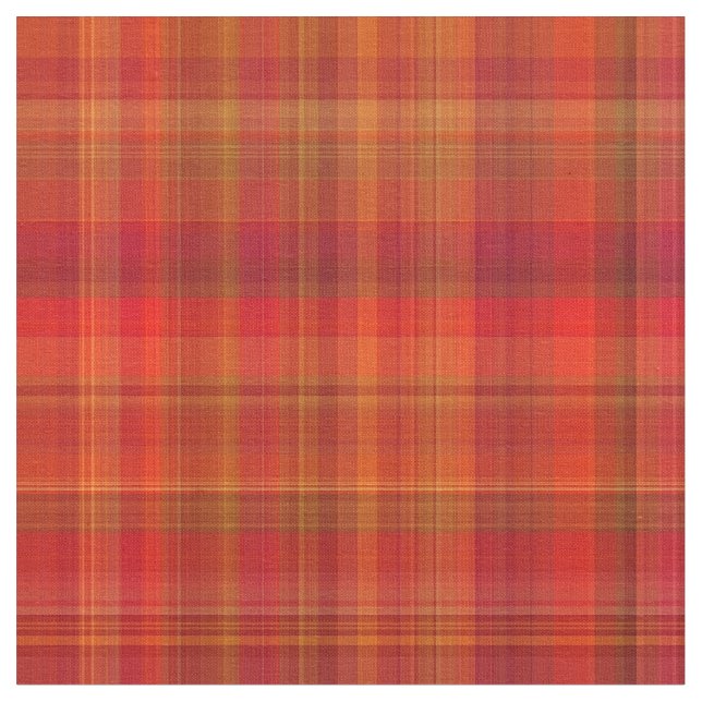 Red Madras Plaid Stripes Print Pattern Fabric (Close Up)