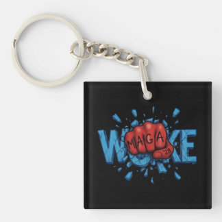 RED MAGA 28 FIST PUNCHES THROUGH WOKE KEY RING