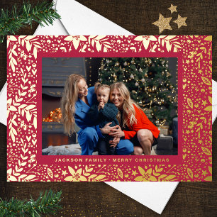 RED Magenta GOLD Botanical Christmas Frame Photo