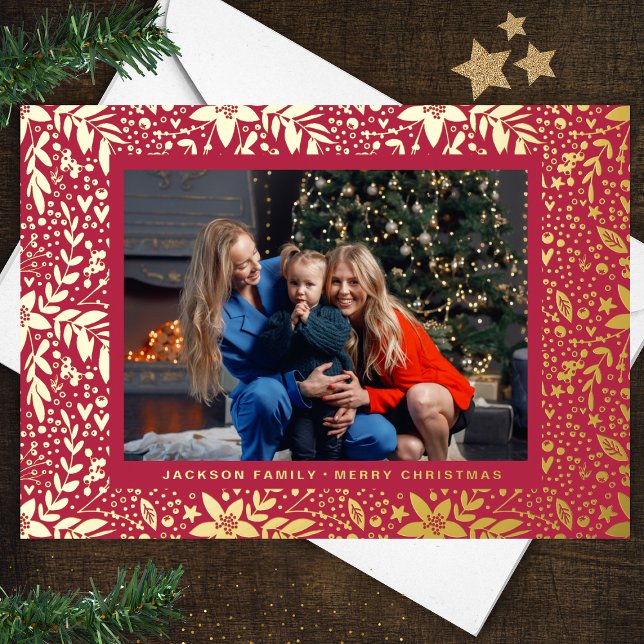 RED Magenta GOLD Botanical Christmas Frame Photo (Creator Uploaded)
