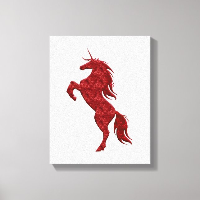Red Magical Rearing Unicorn Canvas Print (Front)