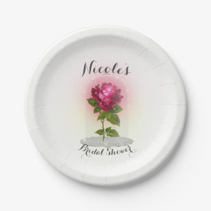 Red Magical Red Rose Birthday Party Custom Paper Plate
