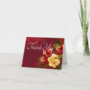 Red Magnolia Floral Thank You Note Card