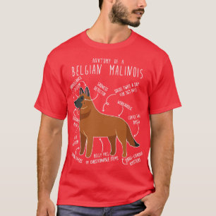 Red Mahogany Belgian Malinois Dog Anatomy T-Shirt
