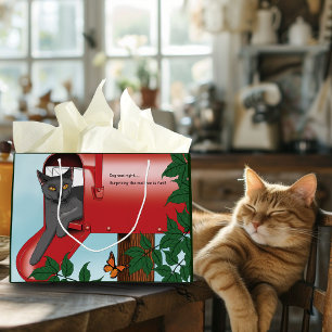Red Mail Box Cat Large Gift Bag