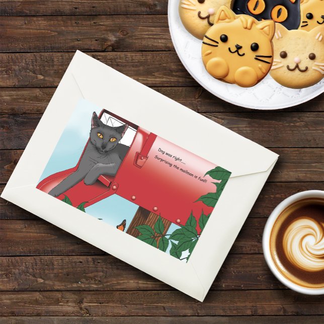 Red Mail Box Cat Rectangular Sticker (Creator Uploaded)