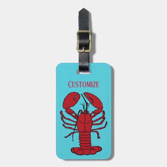 Red Maine Lobster Thunder_Cove Blue Luggage Tag (Front Vertical)
