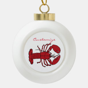 Red Maine Lobster Thunder_Cove   Ceramic Ball Christmas Ornament