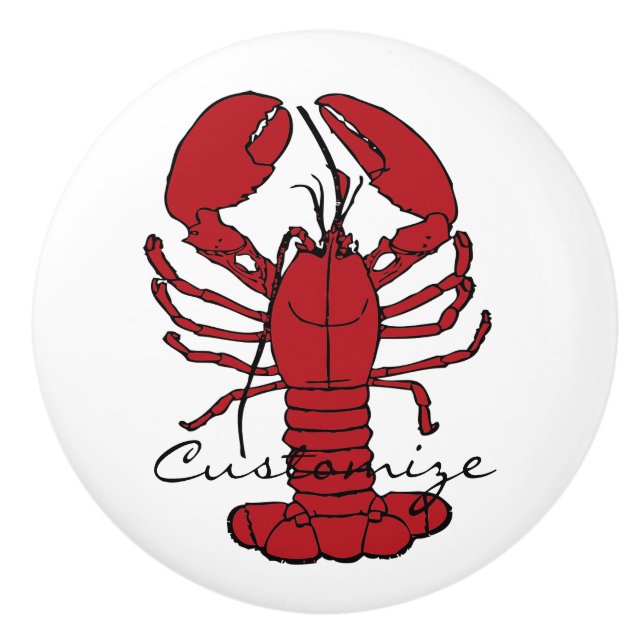 Red Maine Lobster Thunder_Cove Ceramic Knob (Front)