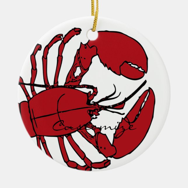 Red Maine Lobster Thunder_Cove Ceramic Tree Decoration (Front)