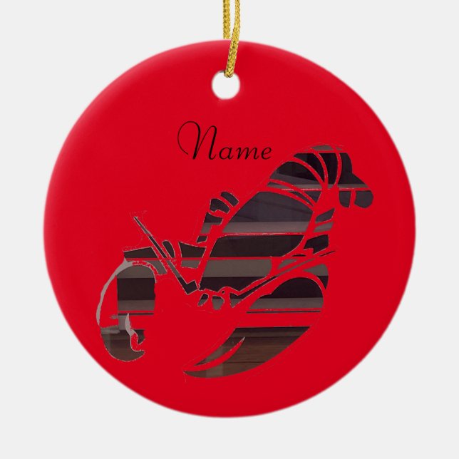 Red Maine Lobsters Thunder_Cove Ceramic Tree Decoration (Front)