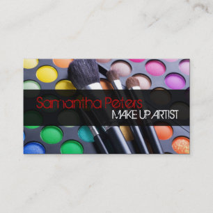 Red Make Up Artist Palette Brush Business Card