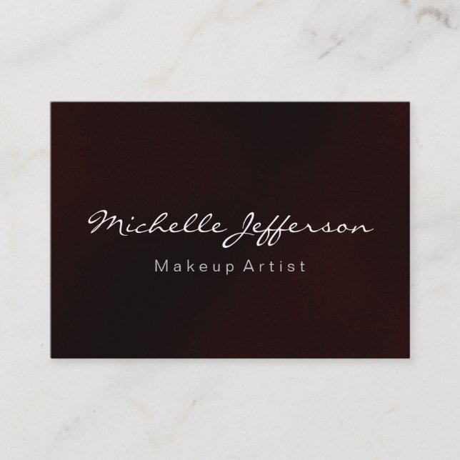 Red Makeup Artist Script Chubby Business Card (Front)