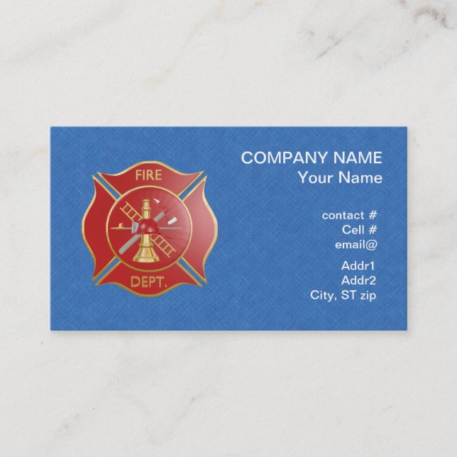 Red maltese  firefighting cross business card (Front)