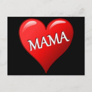 Red Mama Heart with Black Background Postcard