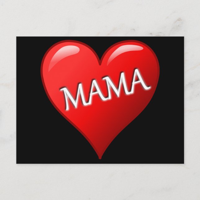 Red Mama Heart with Black Background Postcard (Front)