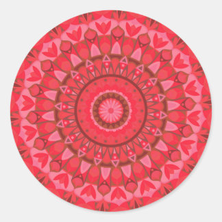 Red Mandala Boho Geometric Warm Aesthetic Decal Classic Round Sticker