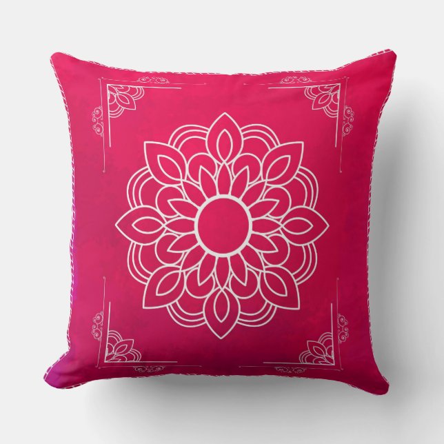 Red Mandala Decorative Pillow (Front)