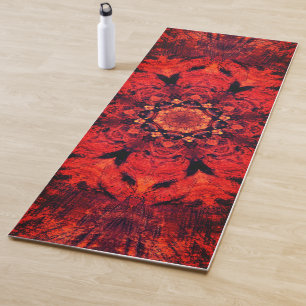 Red Mandala Flower Yoga Mat