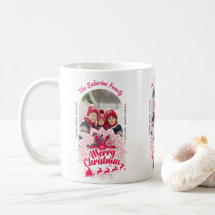 Red Mandala Snowflake & Santa Sleigh Christmas Coffee Mug