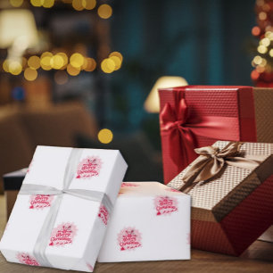 Red Mandala Snowflake & Santa Sleigh Christmas Wrapping Paper