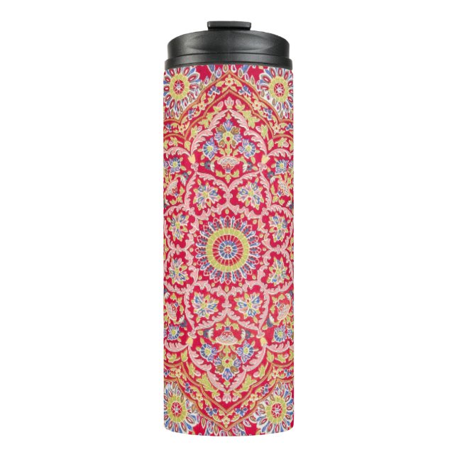 Red Mandala Vintage Indian Art Boho Thermal Tumbler (Front)