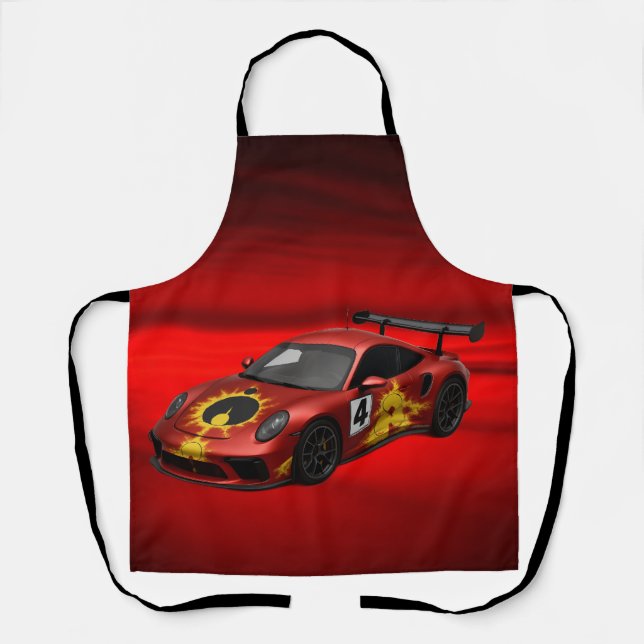 Red Mandelbrot Race Car Apron (Front)