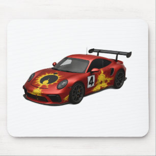 Red Mandelbrot Race Car Mouse Pad