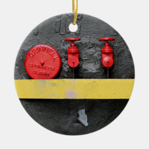 red manual fire alarm ceramic tree decoration