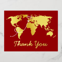 Red map destination wedding thank you