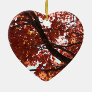 Red Maple Branches Autumn Colours Ceramic Tree Decoration