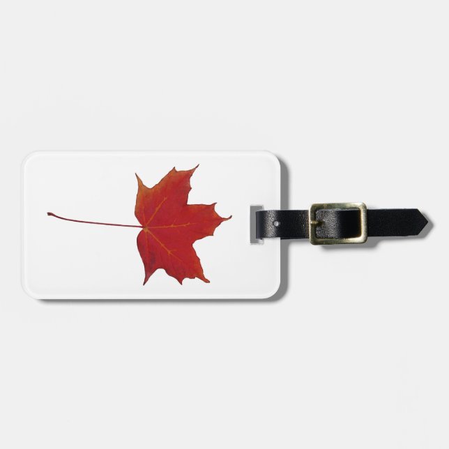 Red maple canadian leaf luggage tag (Front Horizontal)