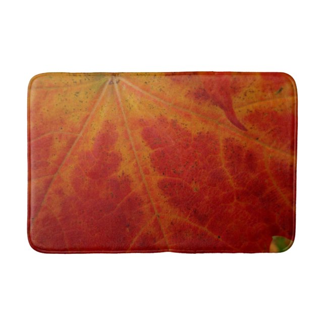 Red Maple Leaf Abstract Autumn Nature Photography Bath Mat (Front)