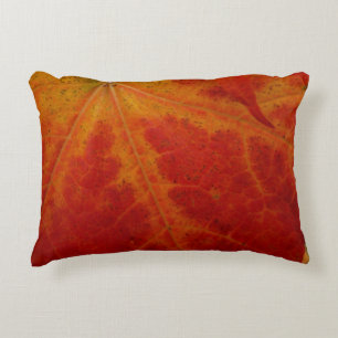 Red Maple Leaf Abstract Autumn Nature Photography Decorative Cushion