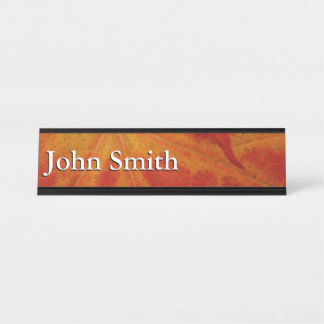 Red Maple Leaf Abstract Autumn Nature Photography Desk Name Plate