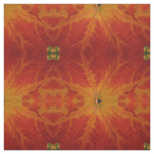 Red Maple Leaf Abstract Autumn Nature Photography Fabric