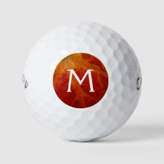 Red Maple Leaf Abstract Autumn Nature Photography Golf Balls