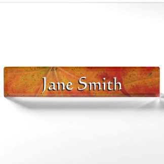 Red Maple Leaf Abstract Autumn Nature Photography Nameplate