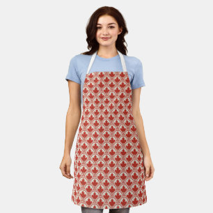 Red Maple Leaf Art Deco Design Apron